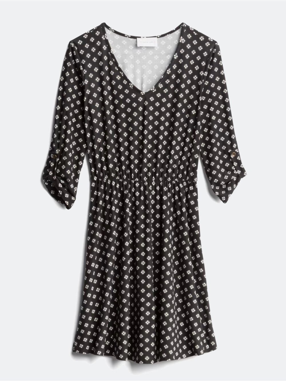 French Grey Janelle Knit Dress with White Floral Motif